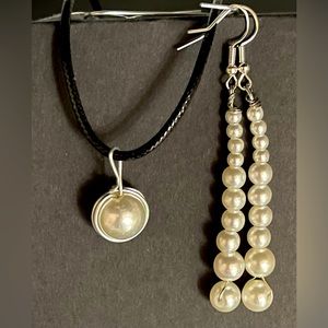 Faux Pearl Necklace and Earring Set